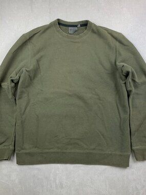 Naked & Famous Denim Mens Sweater Medium Green Slim Crewneck French Terry Cotton